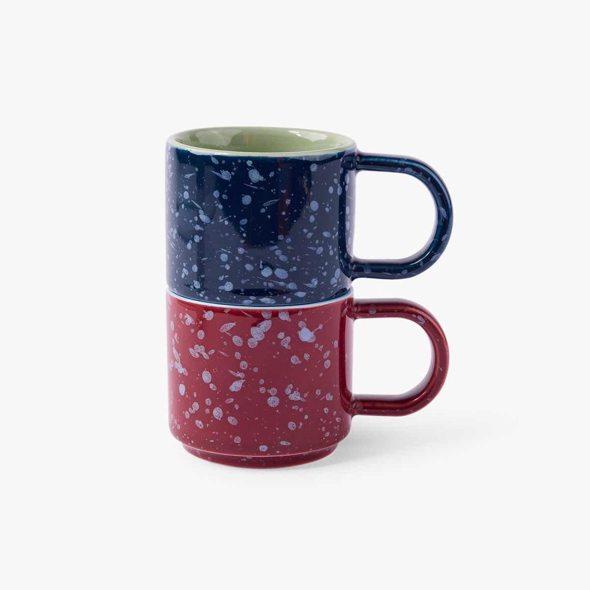 Simon Ceramic Espresso Cups Blue & Red, Set of 2