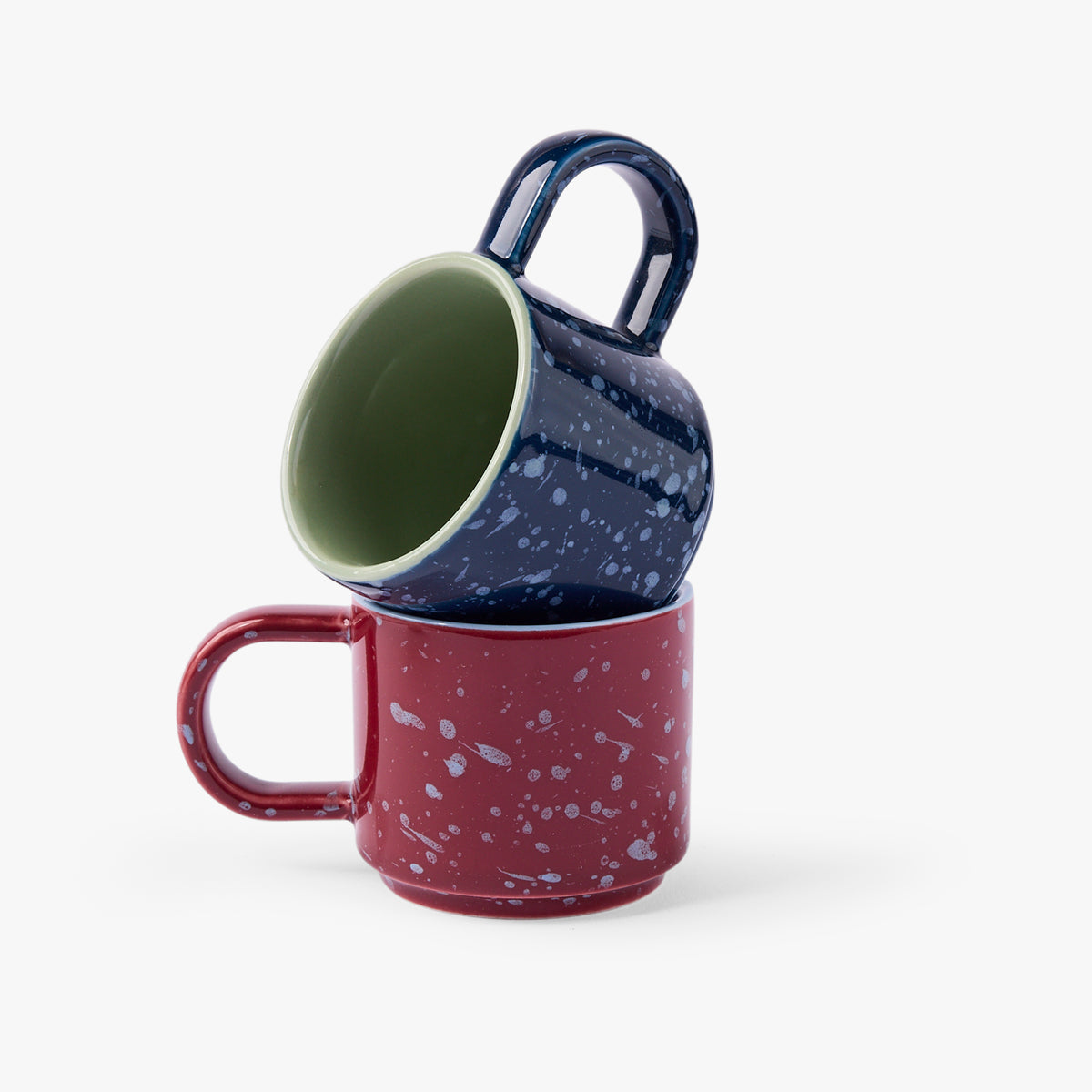 Simon Ceramic Espresso Cups Blue & Red, Set of 2