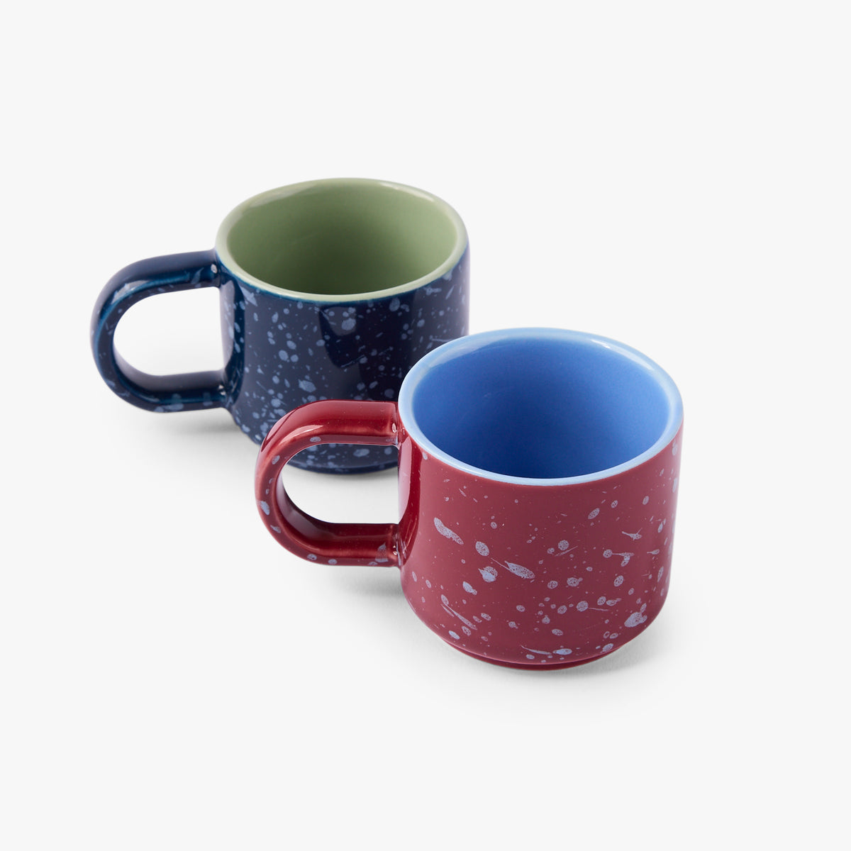 Simon Ceramic Espresso Cups Blue & Red, Set of 2