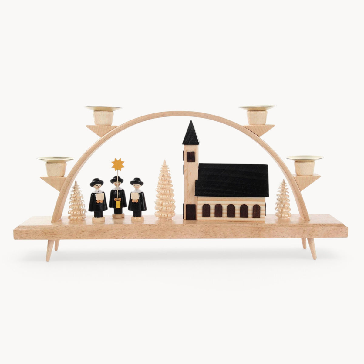 Gewürzhaus - Candle Arch, Carol Singers with Church, Black, Pyramid Candles