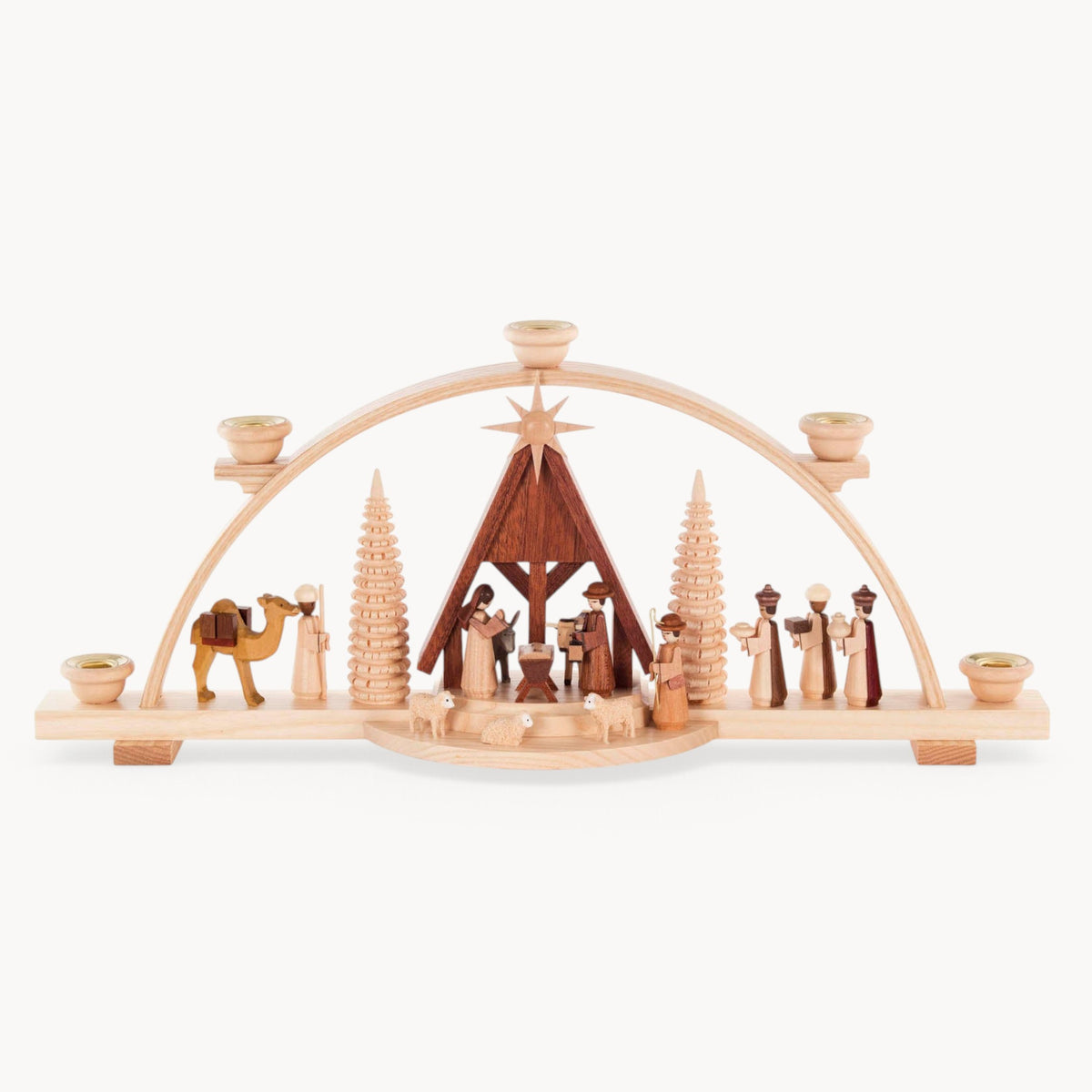 Gewürzhaus - Candle Arch, Nativity Scene with Camel, Natural, Pyramid Candles