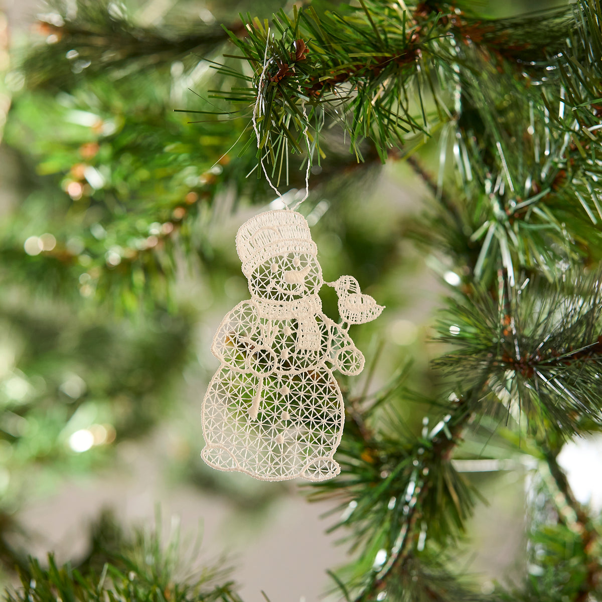 Hanging Tree Ornament, Lace Snowman