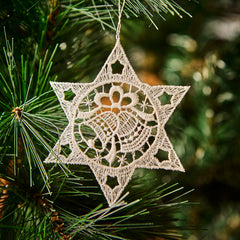 Hanging Tree Ornament, Lace Star with Bell