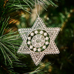 Hanging Tree Ornament, Lace Star with Spots