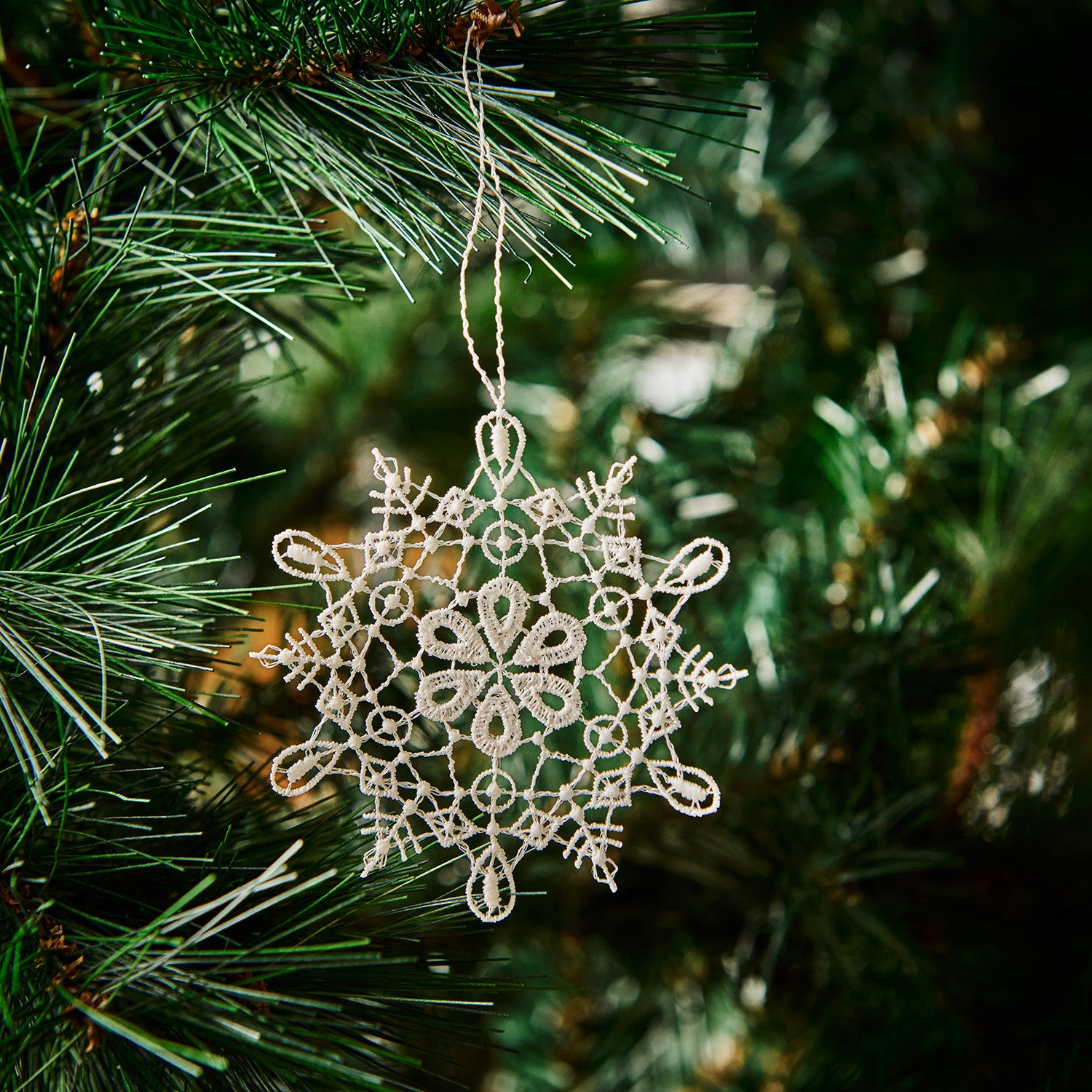 Hanging Tree Ornament, Lace Snowflake Star