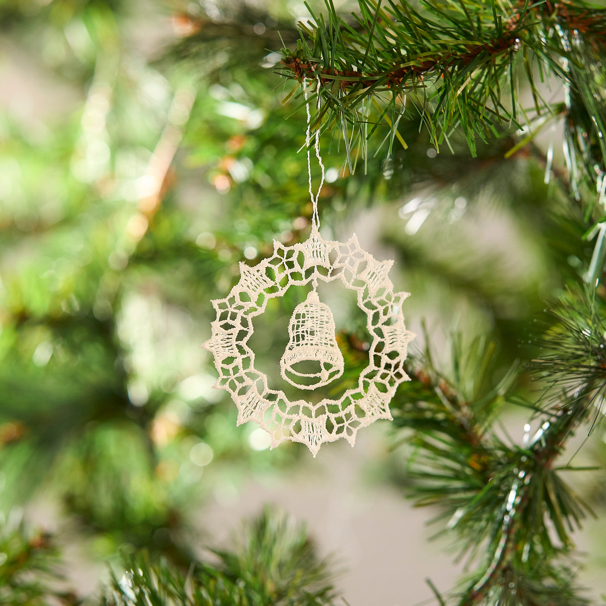 Hanging Ornament, Lace, Bell in Ring