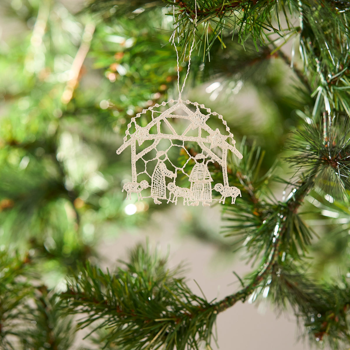 Hanging Ornament, Lace, Shepherds with Flock
