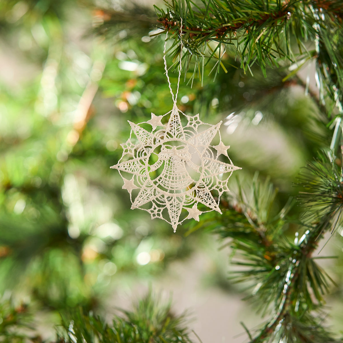 Hanging Ornament, Lace, Star with Bell