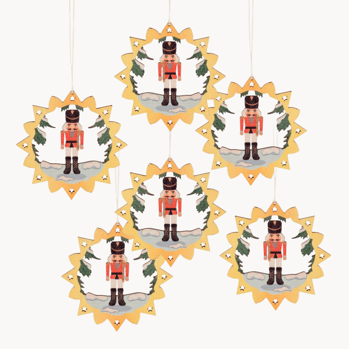 Gewürzhaus - Hanging Ornament, Nutcracker in Ring, Colour Lasercut (Set of 6)