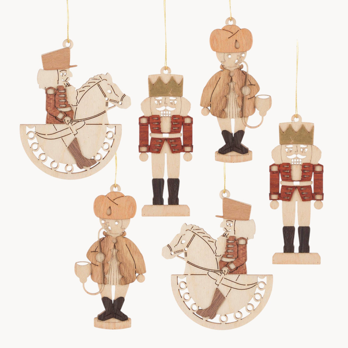 Gewürzhaus - Hanging Ornament, Nutcrackers, Smokermen & Horses, Colour Lasercut (Set of 6)