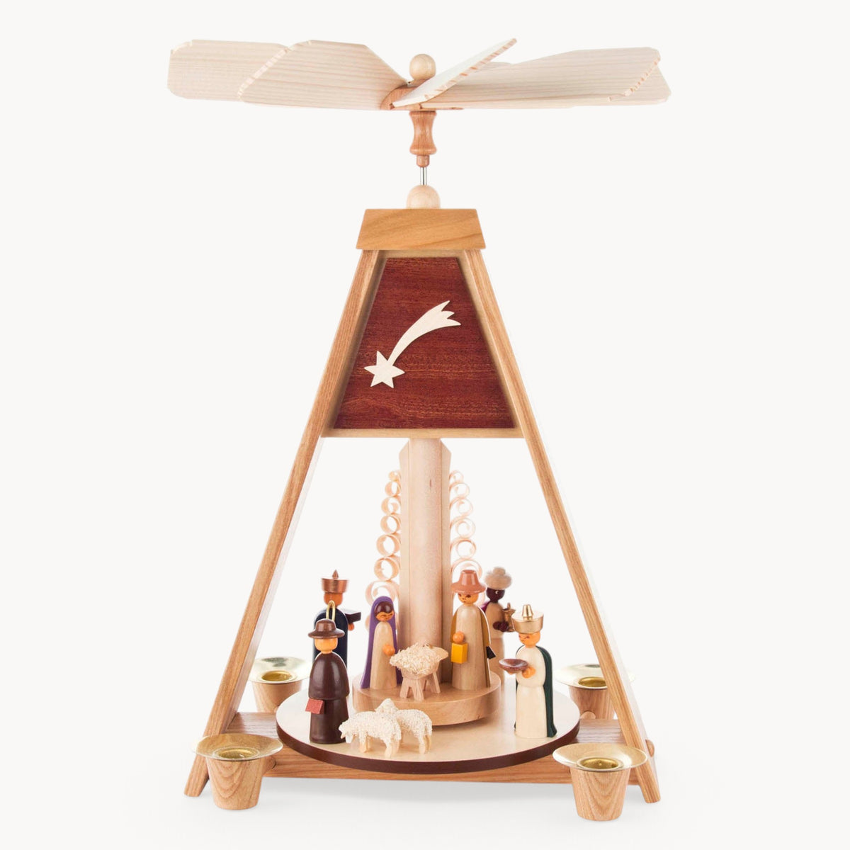 Gewürzhaus - Pyramid, Nativity Scene with Shooting Star, Natural, Pyramid Candles
