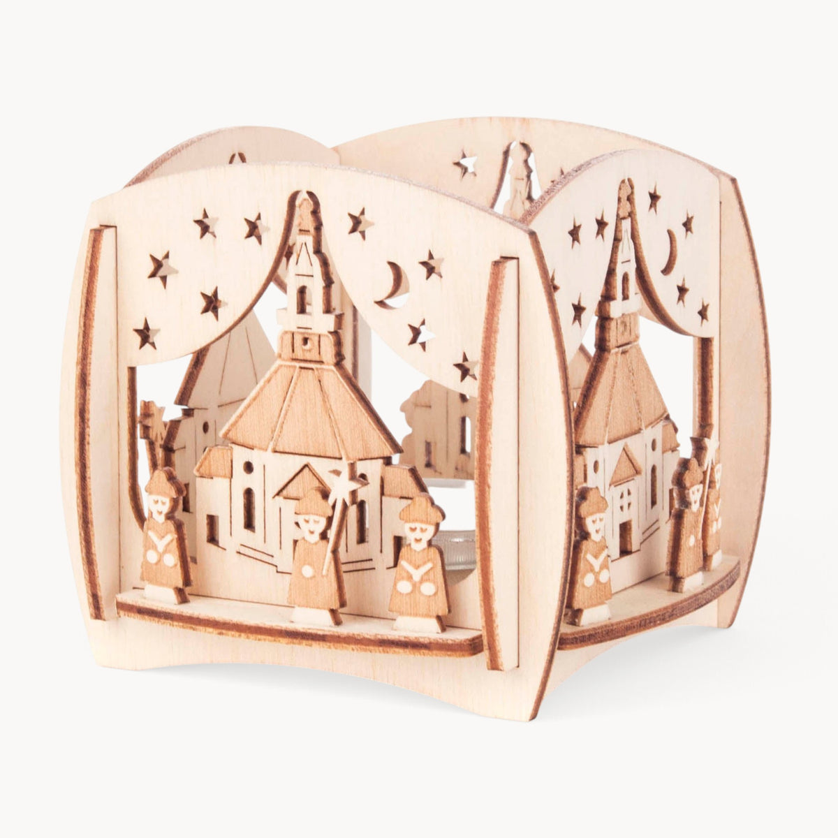 Gewürzhaus - Candle Holder, Church and Carol Singers, Natural, Tealight