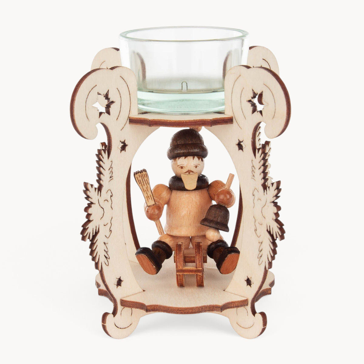 Gewürzhaus - Candle Holder, Santa on Sleigh, Elevated Candle, Natural, Tealight
