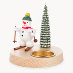 Gewürzhaus - Candle Holder, Snowman on Skis with Tree, Tealight