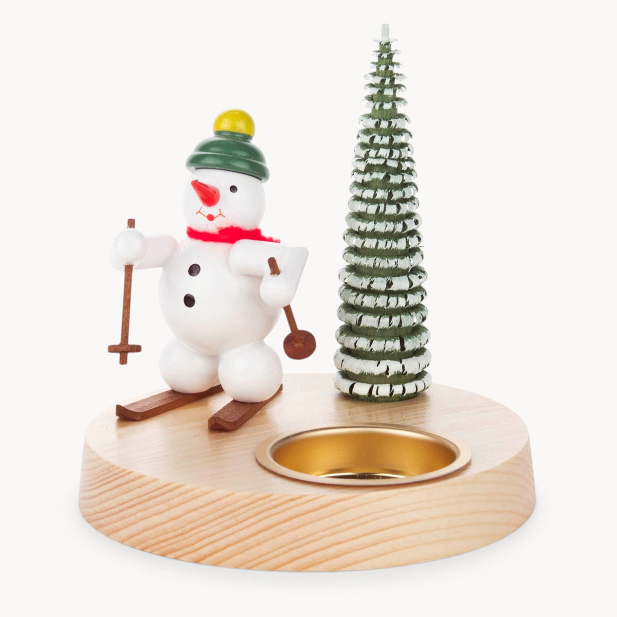 Gewürzhaus - Candle Holder, Snowman on Skis with Tree, Tealight