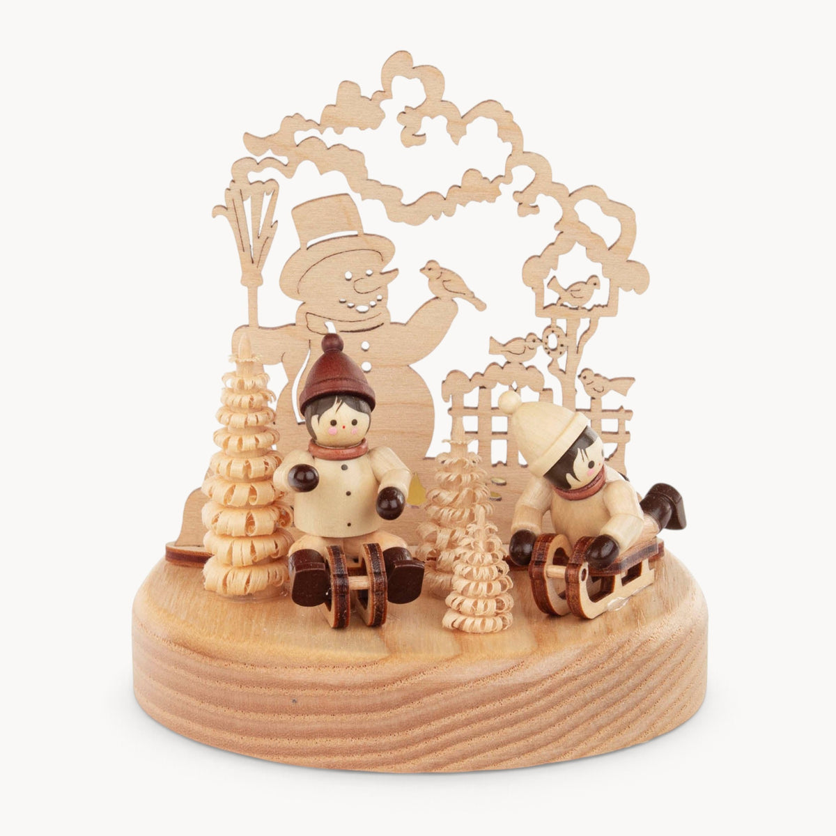 Gewürzhaus - Candle Holder, Winter Kids on Sleighs, Natural, Tealight
