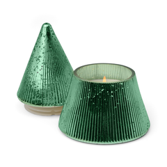 Candle, Ribbed Stacked Tree Cypress & Fir - Green