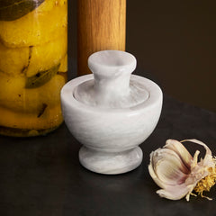 Mushroom Mortar & Pestle Marble White