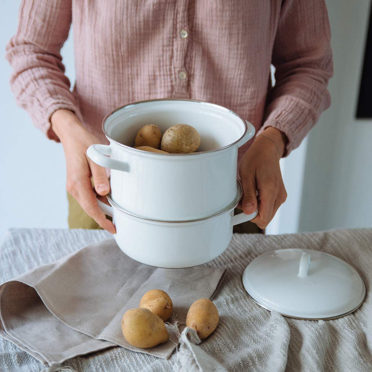 Classic Lidded Steamer Set 18cm/2L White - Gewürzhaus