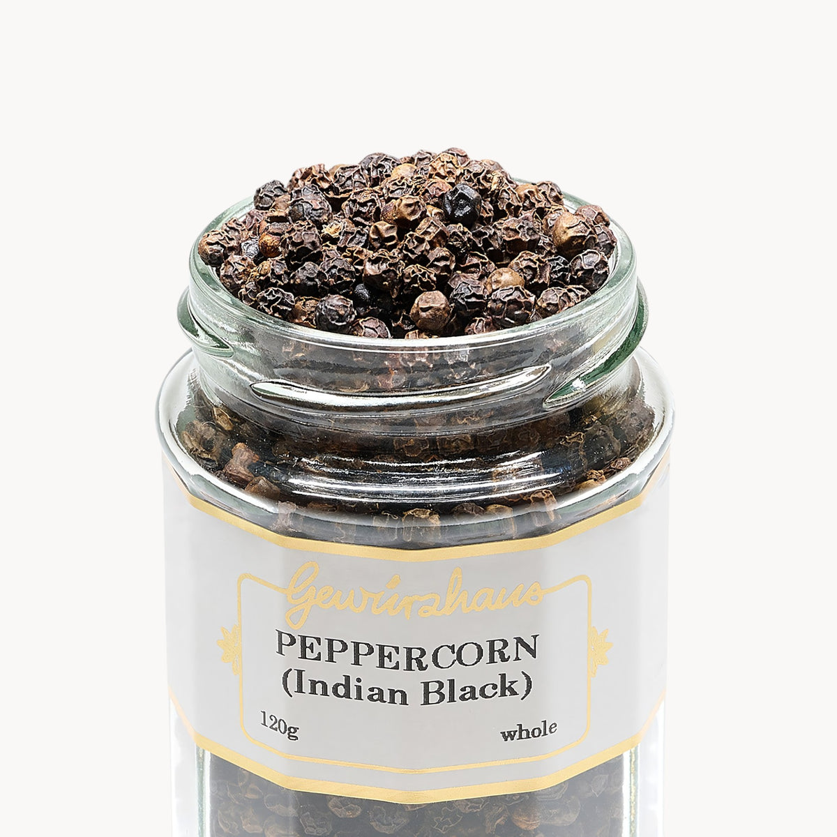 Gewürzhaus - Peppercorn (Indian Black/Whole) LG Jar Open