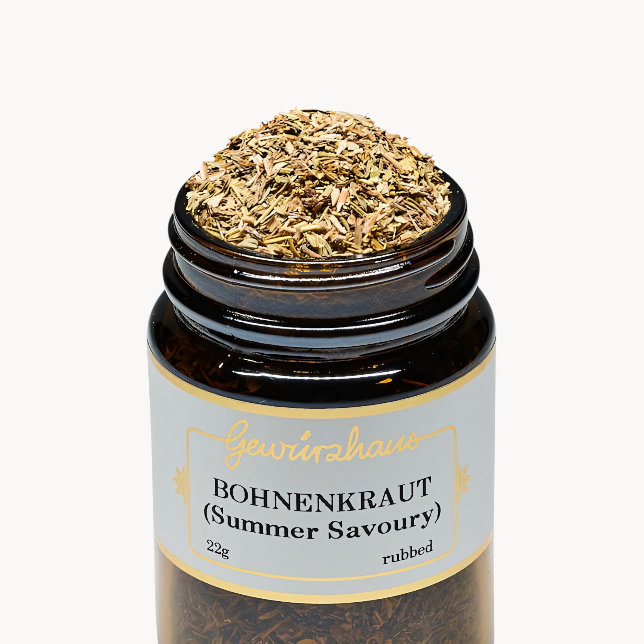 Gewürzhaus - Bohnenkraut (Summer Savoury/Rubbed) ME Jar Open