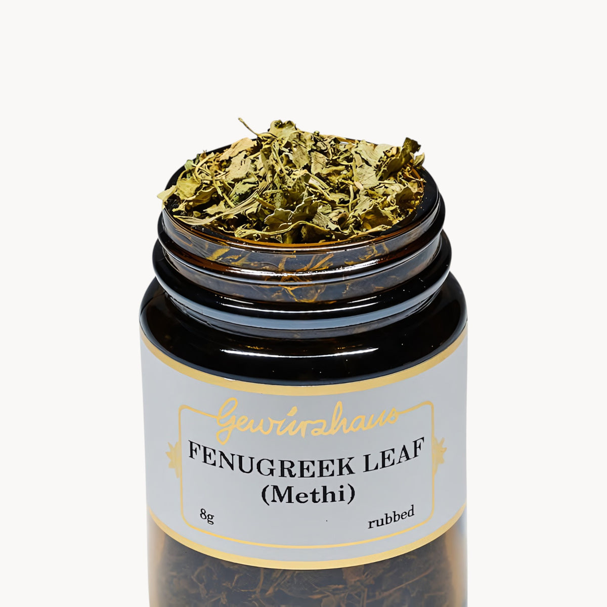 Gewürzhaus - Fenugreek Leaf (Methi/Rubbed) ME Jar Open