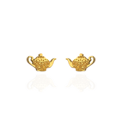 Tea Pot Stud Earring 18K Gold Plated