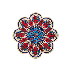 White Blue Red Flowers Turkish Trivet