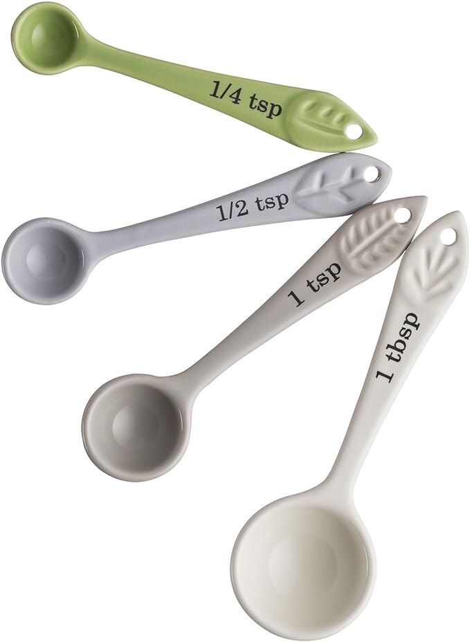Ceramic Leaf Measuring Spoon Set of 4