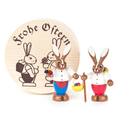 Rabbit Couple in Wooden/Timber Box