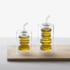 Rings Glass Oil and Vinegar Bottles (Set of 2)