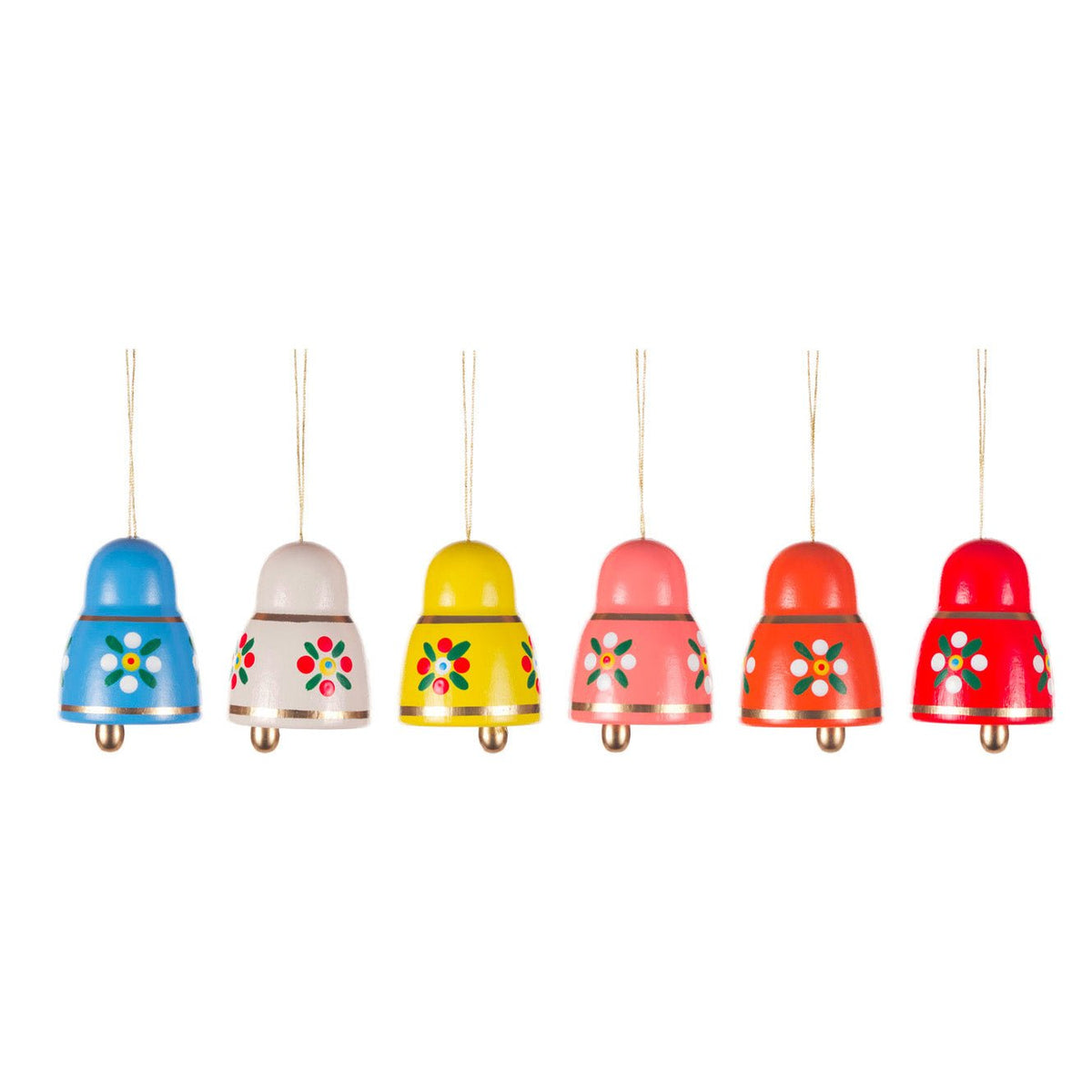 Hanging Tree Ornament, Coloured Bell (6 Pack) - Gewürzhaus