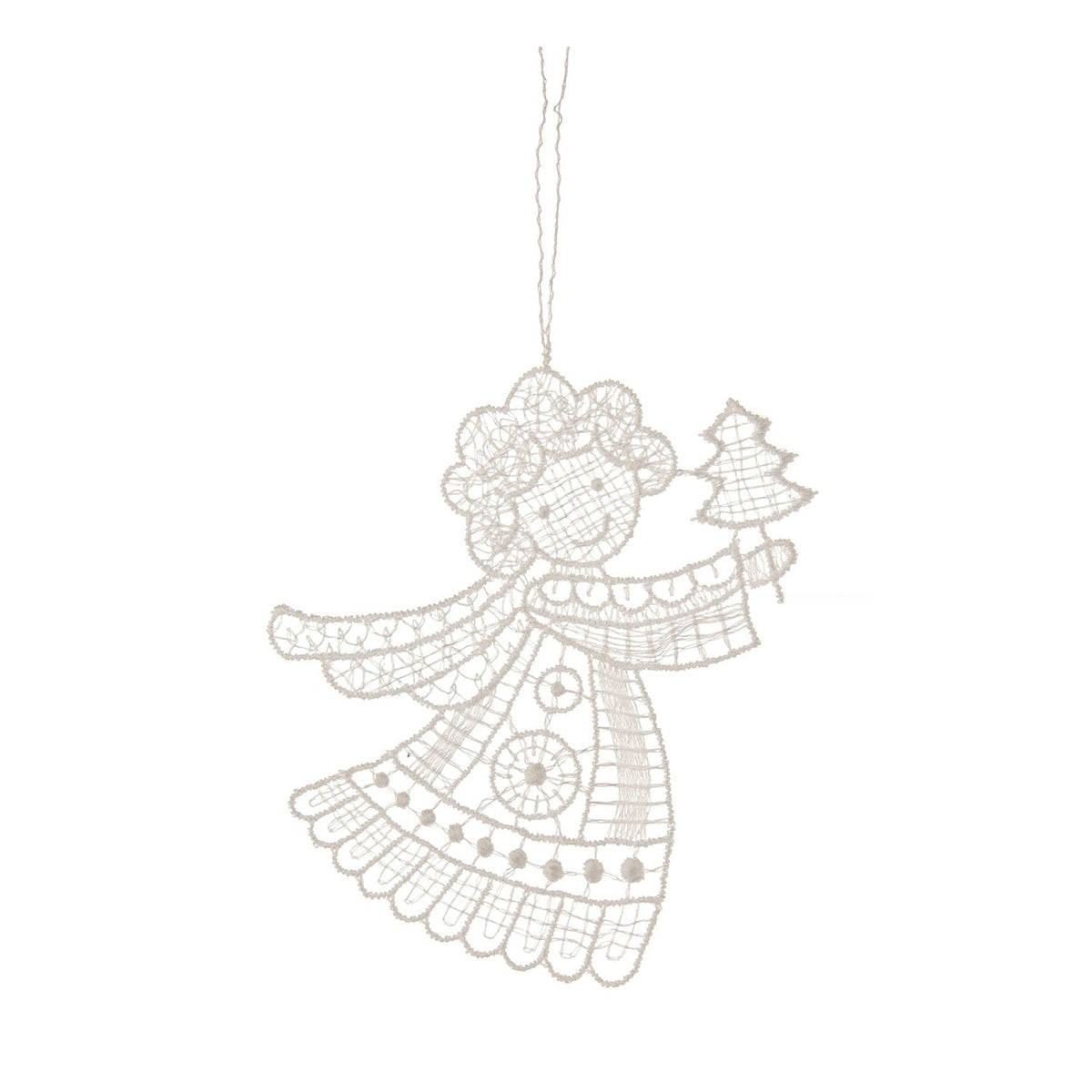 Hanging Tree Ornament, Lace Angel with Tree - Gewürzhaus