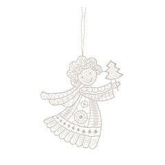 Hanging Tree Ornament, Lace Angel with Tree - Gewürzhaus