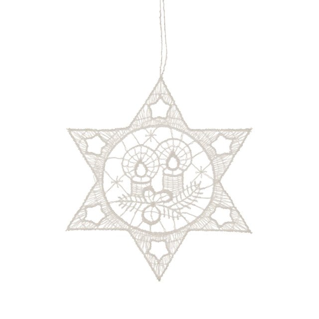Hanging Tree Ornament, Lace Star with Candle - Gewürzhaus