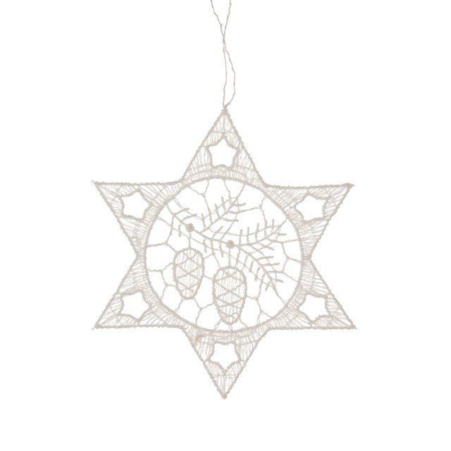 Hanging Tree Ornament, Lace Star with Pinecones - Gewürzhaus