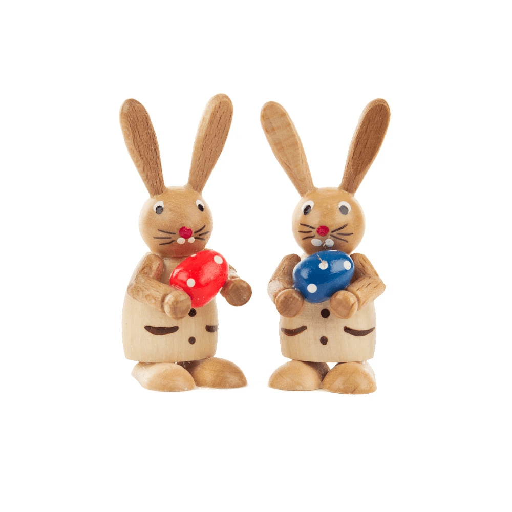 Rabbit Pair with Holding Red and Blue Eggs - Gewürzhaus