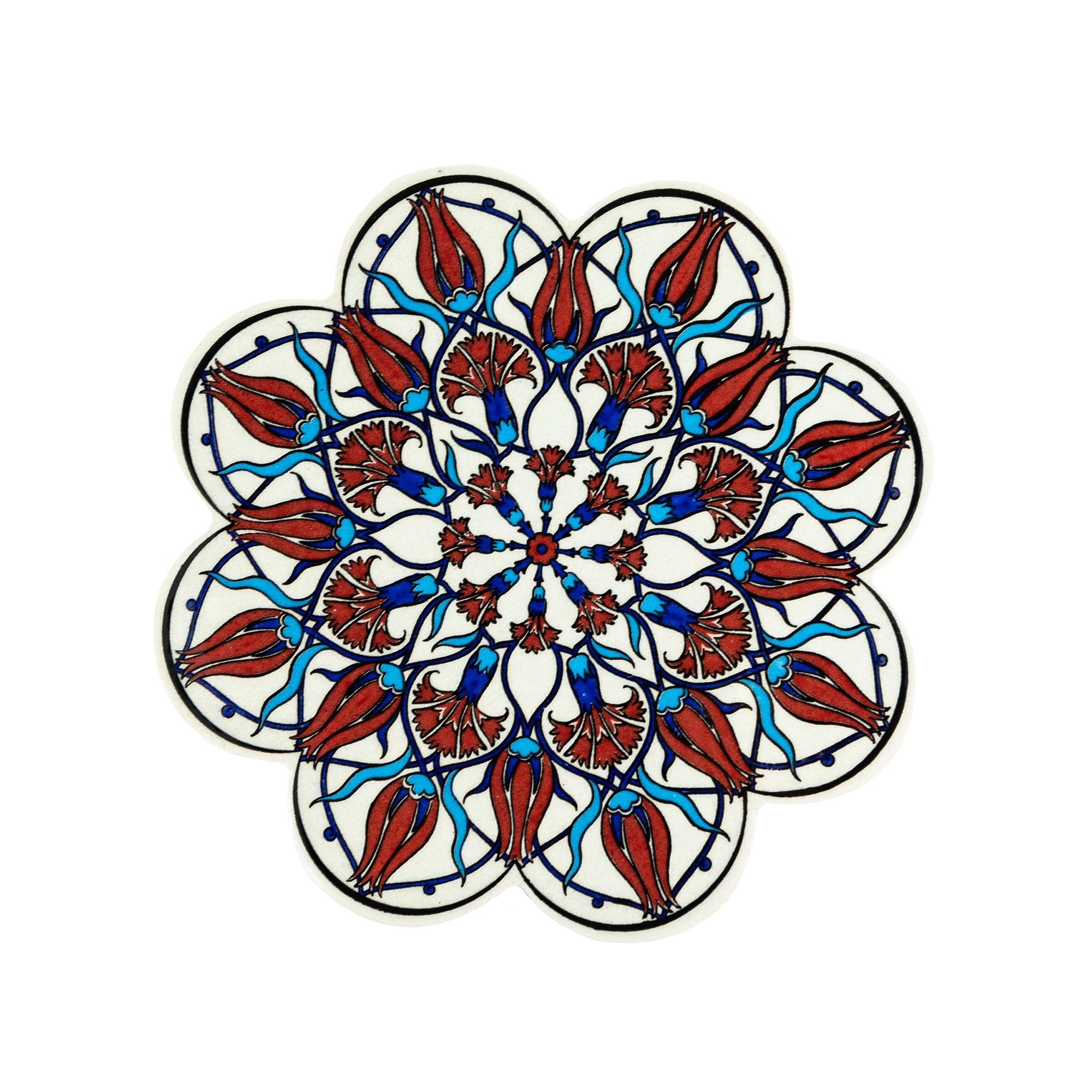 White, Red & Blue Flowers Turkish Trivet - Gewürzhaus