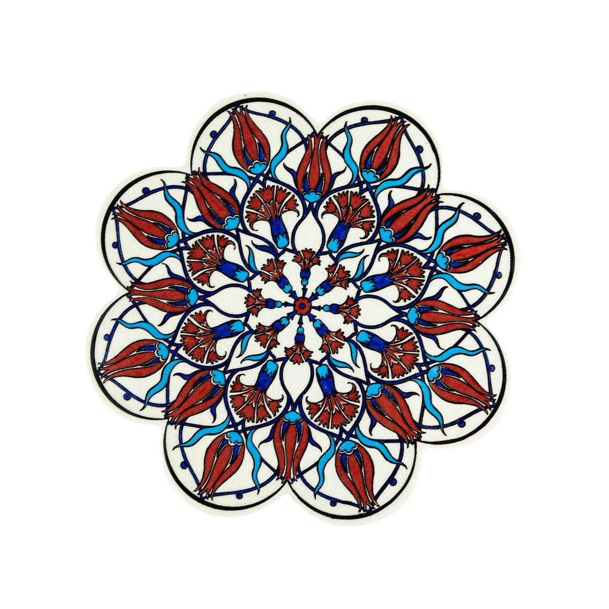 White, Red & Blue Flowers Turkish Trivet - Gewürzhaus